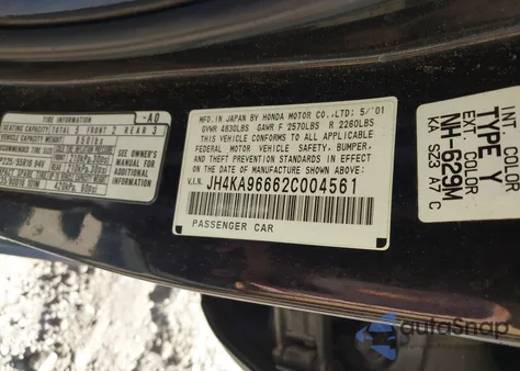 2002 Acura Rl 3.5 z USA, uszkodzony, nr VIN JH4KA96662C004561